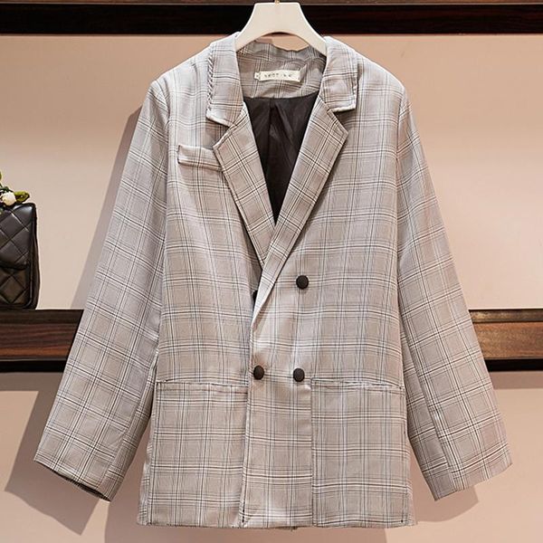 women's suits & blazers autumn women's wear british style double breasted loose check suit fashion temperament ol long sleeve coat, White;black
women's suits & blazers autumn women's wear british style double breasted loose check suit fashion temperament ol long sleeve coat, White;black