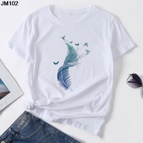 women's t-shirt t-shirts for women watercolor feather bird printing cartoon 90s summer casual lady tshirt ladies female tee, White
women's t-shirt t-shirts for women watercolor feather bird printing cartoon 90s summer casual lady tshirt ladies female tee, White