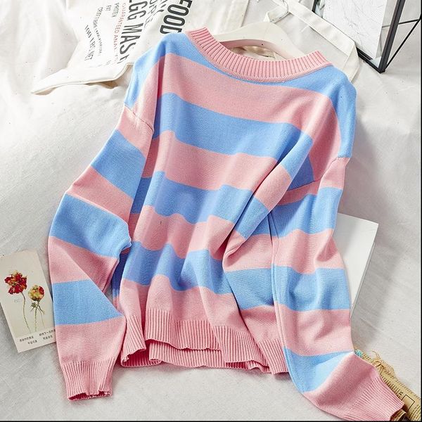 casual pink blue striped printed sweater women autumn 2021 long sleeve loose pullover winter knitted ladies jumper white, White;black
casual pink blue striped printed sweater women autumn 2021 long sleeve loose pullover winter knitted ladies jumper white, White;black
