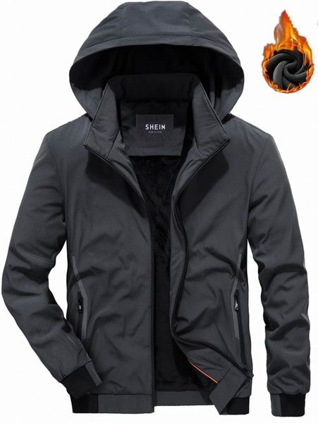men letter graphic zip up thermal lined hooded jacket y0hm#, Black;brown