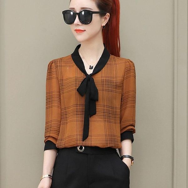 women's blouses & shirts office wear women summer chiffon lady casual o-neck bow tie long sleeve striped, White
women's blouses & shirts office wear women summer chiffon lady casual o-neck bow tie long sleeve striped, White