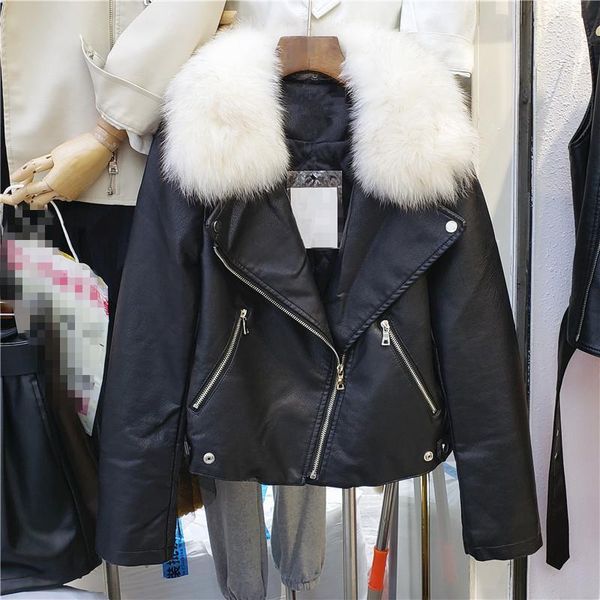 women's leather & faux autumn winter 2021 women fashion removable big fur collar cotton liner short coat long sleeve female biker jacke, Black
women's leather & faux autumn winter 2021 women fashion removable big fur collar cotton liner short coat long sleeve female biker jacke, Black