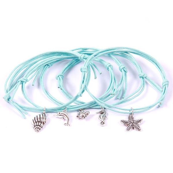 charm bracelets 5pcs/lot adjustable bracelet rope bangles handmade conch starfish dolphin crab sea horse jewlry for families gift, Golden;silver
charm bracelets 5pcs/lot adjustable bracelet rope bangles handmade conch starfish dolphin crab sea horse jewlry for families gift, Golden;silver