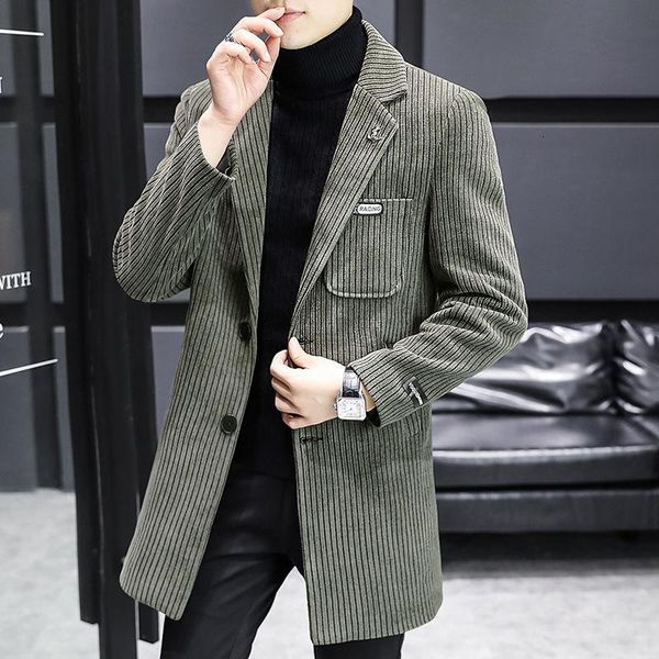 men's wool & blends casual business trench windbreaker men warm social streetwear tweed coat fashion striped fall long jacket, Black
men's wool & blends casual business trench windbreaker men warm social streetwear tweed coat fashion striped fall long jacket, Black