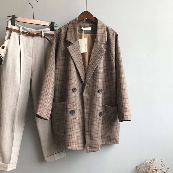 casual coat women's 2021 spring and autumn mid length loose korean chic plaid net red small suit, Black
casual coat women's 2021 spring and autumn mid length loose korean chic plaid net red small suit, Black