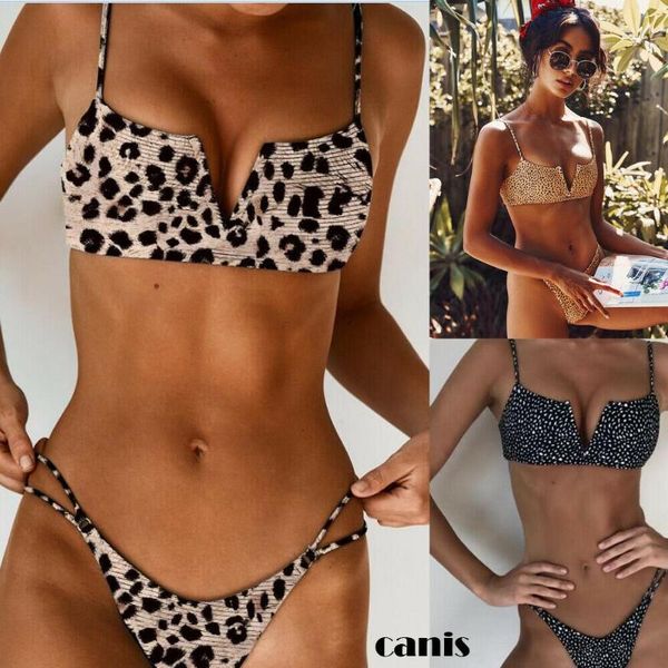 women's swimwear womens v-neck bandage push-up leopard two-pieces bikini set swimsuits beach swimsuit lady, White;black
women's swimwear womens v-neck bandage push-up leopard two-pieces bikini set swimsuits beach swimsuit lady, White;black