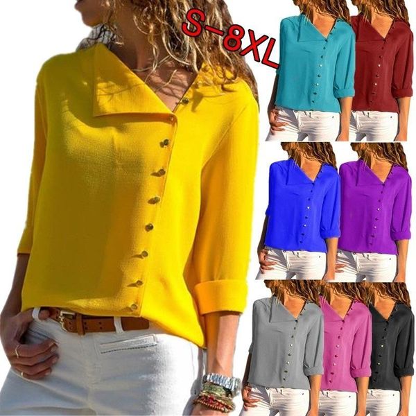 women's blouses & shirts women long sleeve chiffon shirt female casual plus size tees solid spring autumn button chic s-8xl, White
women's blouses & shirts women long sleeve chiffon shirt female casual plus size tees solid spring autumn button chic s-8xl, White