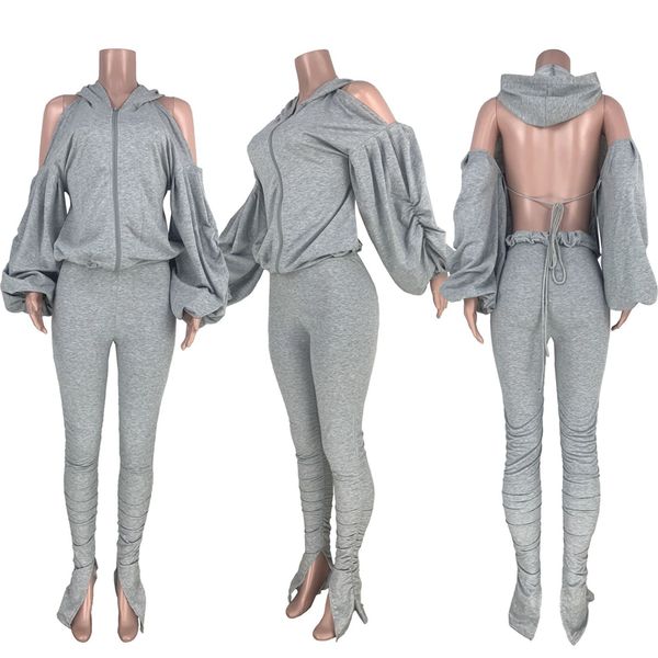 solid two piece set long sleeve womens set backless suit women zipper hooded sweatshirts stacked pants set outfit, Gray
solid two piece set long sleeve womens set backless suit women zipper hooded sweatshirts stacked pants set outfit, Gray