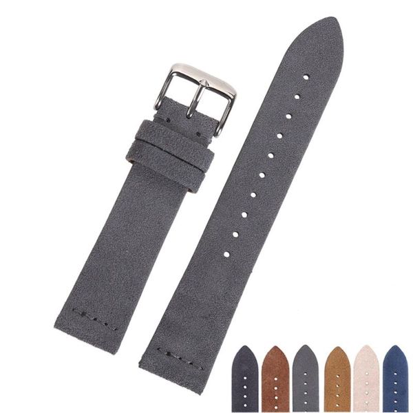 watch bands eache 18mm 20mm 22mm watchband 100% suede leather strap for men women, Black;brown