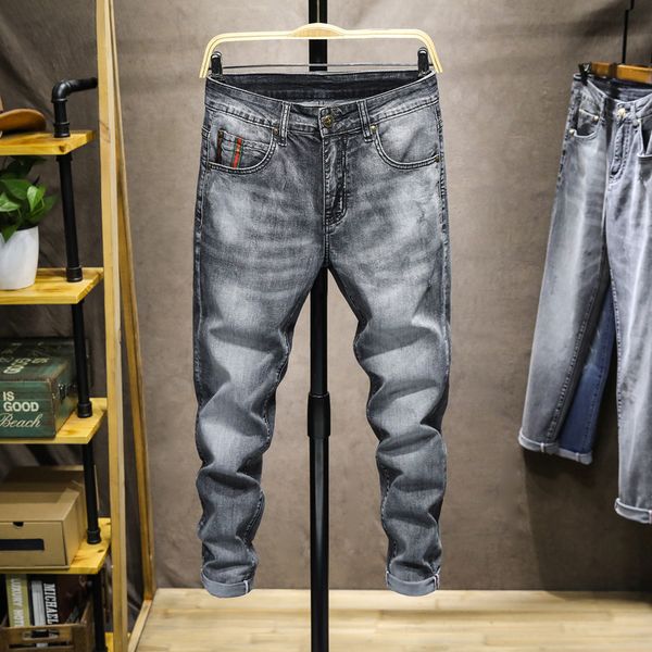 jeans trend smoke grey men's korean slim leggings casual fashion stretch spring summer long pants, Blue
jeans trend smoke grey men's korean slim leggings casual fashion stretch spring summer long pants, Blue