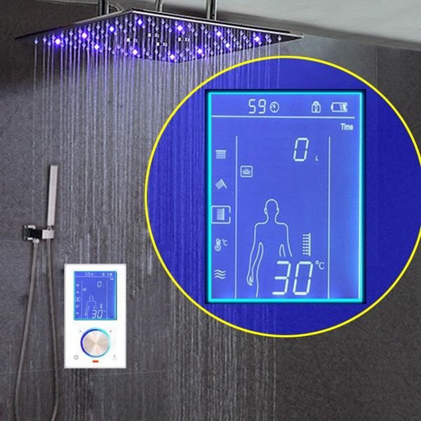 digital shower bathroom system lcd thermostat diverter led shower set 16" spa mist rainfall head 304sus with hand spray
digital shower bathroom system lcd thermostat diverter led shower set 16" spa mist rainfall head 304sus with hand spray