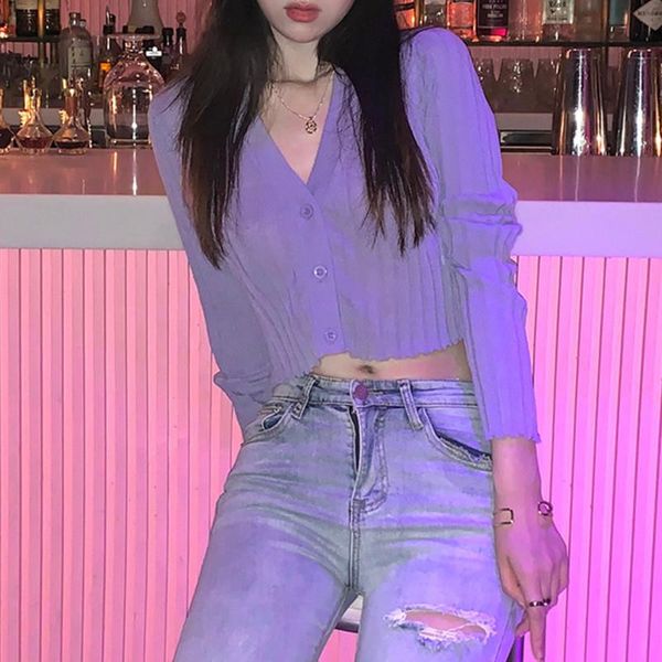 women's knits & tees design sense spring and autumn long-sleeved v-neck single breasted thin short print patchwork solid color knit car, White
women's knits & tees design sense spring and autumn long-sleeved v-neck single breasted thin short print patchwork solid color knit car, White