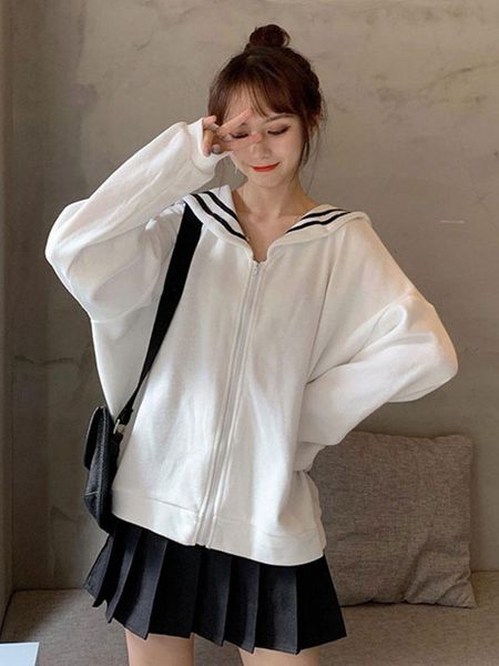 autumn jacket 2021 new korean loose navy style long-sleeved hoodies women's clothing zpper cardigan solid color jacket casual, Black;brown
autumn jacket 2021 new korean loose navy style long-sleeved hoodies women's clothing zpper cardigan solid color jacket casual, Black;brown