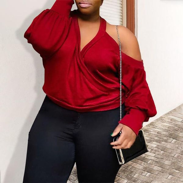 plus size t-shirt women long sleeve blouse shirt office ladies off shoulder elegant burgundy blouses drop wholesale, Black
plus size t-shirt women long sleeve blouse shirt office ladies off shoulder elegant burgundy blouses drop wholesale, Black