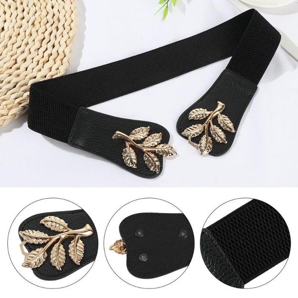 belts fashion women waist sealing waistband elastic stretch buckle wide belt double gold leaf, Black;brown
belts fashion women waist sealing waistband elastic stretch buckle wide belt double gold leaf, Black;brown