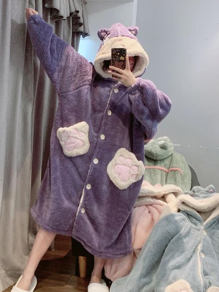 women's sleepwear autumn winter women nightgown coral velvet hooded robe long thick plush lovely bear homewear for girls, Black;red
women's sleepwear autumn winter women nightgown coral velvet hooded robe long thick plush lovely bear homewear for girls, Black;red