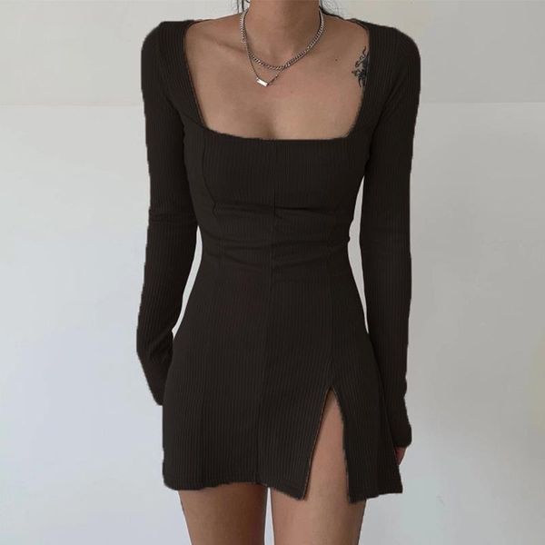 casual dresses 2021 brand square neck women elegant dress slit long sleeve slim chic nightclub short vestidos mujer, Black;gray
casual dresses 2021 brand square neck women elegant dress slit long sleeve slim chic nightclub short vestidos mujer, Black;gray