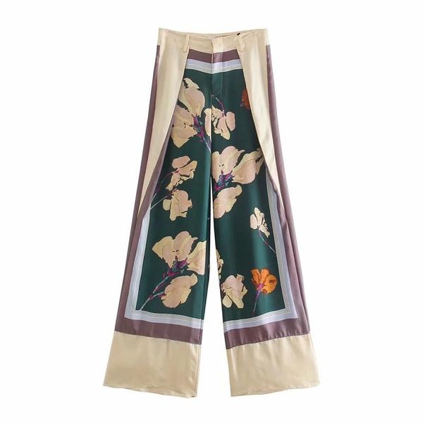 women's pants & capris za 2021 summer clothing fashion casual european and american style high waist printed wide leg trousers, Black;white
women's pants & capris za 2021 summer clothing fashion casual european and american style high waist printed wide leg trousers, Black;white