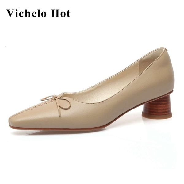 dress shoes vichelo french romantic spring recommend genuine leather small square toe med heel butterfly-knot fashion women pumps l55, Black
dress shoes vichelo french romantic spring recommend genuine leather small square toe med heel butterfly-knot fashion women pumps l55, Black