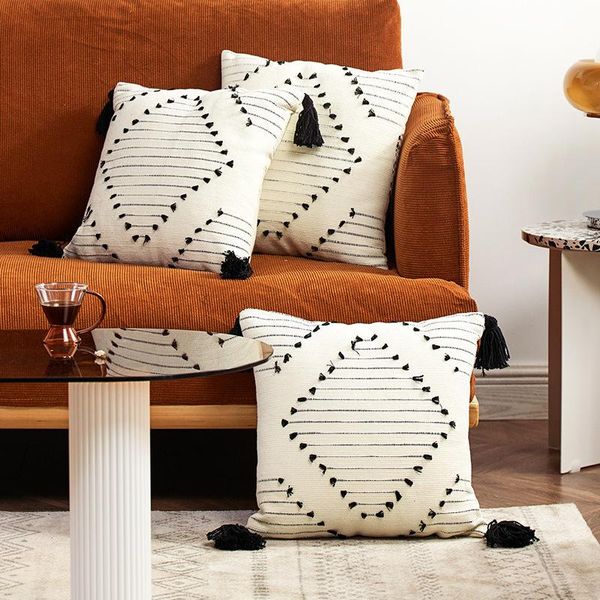 cushion/decorative pillow white black cotton geometric cushion cover tassel case woven thick rug for home decoration sofa bed 45x45cm
cushion/decorative pillow white black cotton geometric cushion cover tassel case woven thick rug for home decoration sofa bed 45x45cm