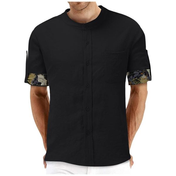 men's casual shirts elegant male tee men 2021 summer loose shirt social button 0-collar short sleeve clothes camisa, White;black
men's casual shirts elegant male tee men 2021 summer loose shirt social button 0-collar short sleeve clothes camisa, White;black