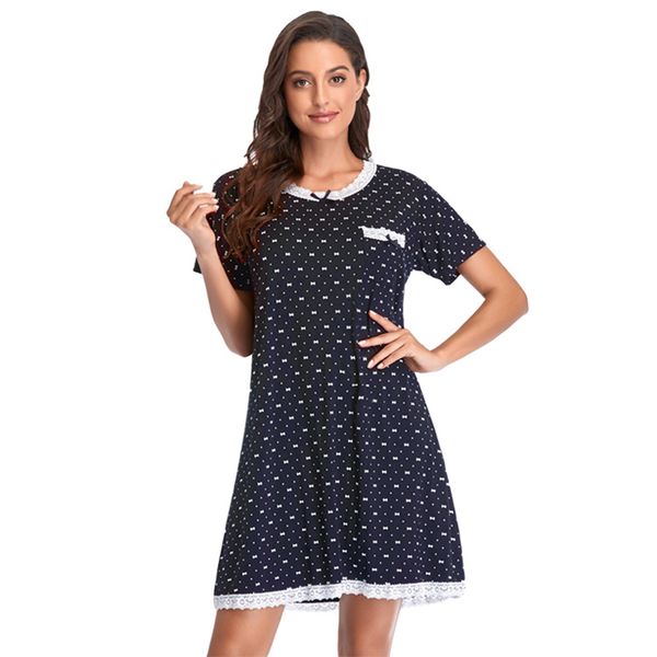 women's home dress loose modal elastic lace printed homes clothes night skirt, Black;gray
women's home dress loose modal elastic lace printed homes clothes night skirt, Black;gray