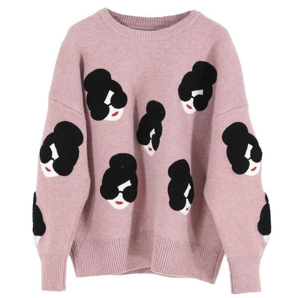 women's sweaters knitted pullover women 2021 long sleeve autumn casual beauty print winter outwear, White;black
women's sweaters knitted pullover women 2021 long sleeve autumn casual beauty print winter outwear, White;black