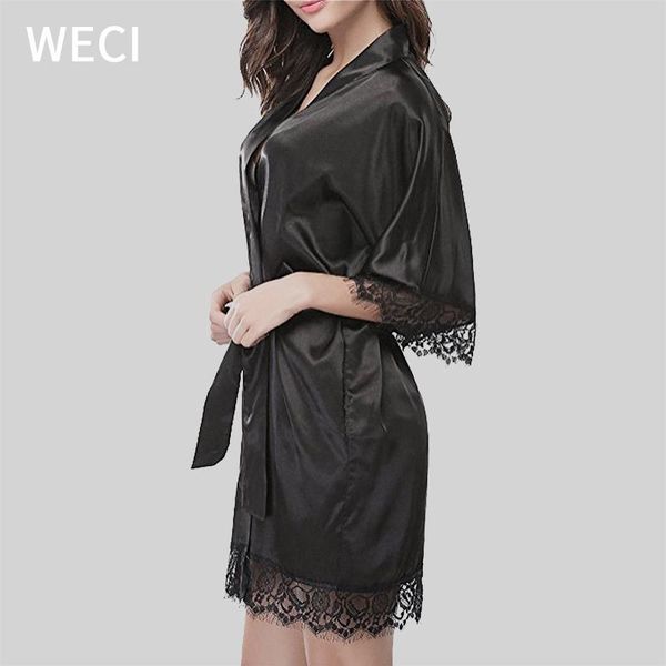 women's sleepwear weci satin bathrobe female silk nightgown lace v-neck robe nightdress solid soft home dress half sleeve, Black;red
women's sleepwear weci satin bathrobe female silk nightgown lace v-neck robe nightdress solid soft home dress half sleeve, Black;red