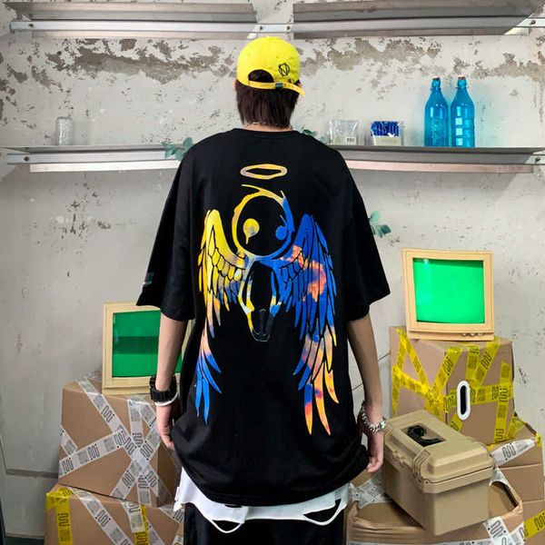 2021 new men's hip hop loose wing short t-shirt trendy street letter half sleeve summer, White;black
2021 new men's hip hop loose wing short t-shirt trendy street letter half sleeve summer, White;black