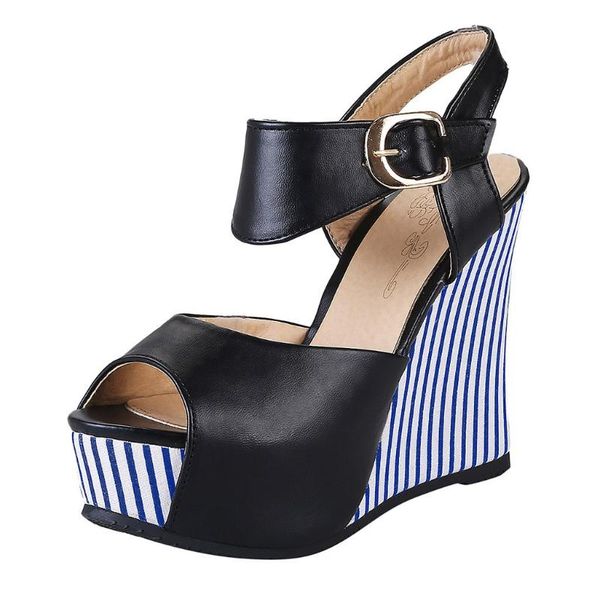 womens leather 12cm high heels platform wedges open toe casual ankle buckle strap sandals ladies summer sandals, Black
womens leather 12cm high heels platform wedges open toe casual ankle buckle strap sandals ladies summer sandals, Black