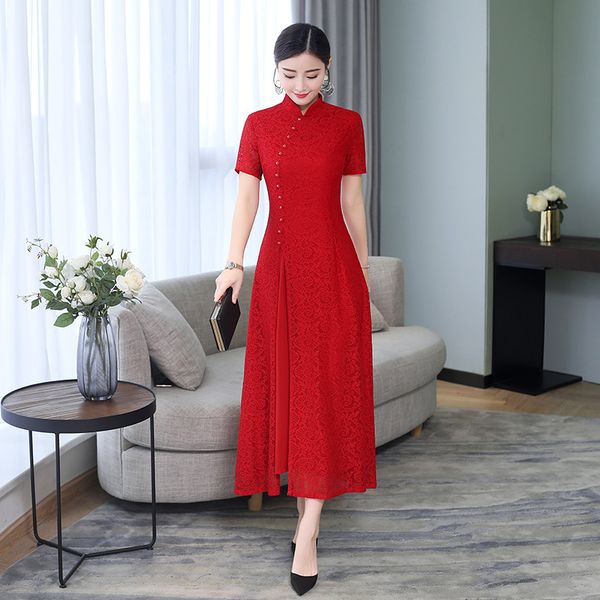 oversize 3xl elegant orientale women short sleeve qipao chinese mandarin collar chiffon aodai cheongsam, Red
oversize 3xl elegant orientale women short sleeve qipao chinese mandarin collar chiffon aodai cheongsam, Red