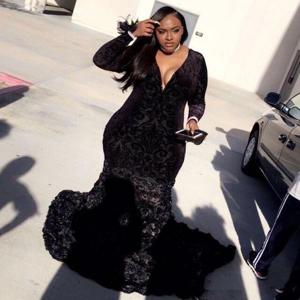plus size african black girls mermaid prom dresses 2021 black lace long sleeves handmade flowers 3d rose train evening party gowns, Black;red
plus size african black girls mermaid prom dresses 2021 black lace long sleeves handmade flowers 3d rose train evening party gowns, Black;red