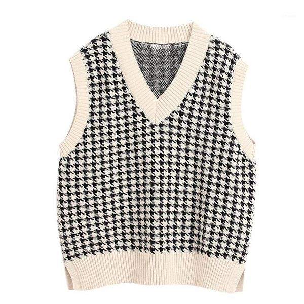 women's sweaters women 2021 fashion oversized knitted vest sweater v neck sleeveless houndstooth loose female waistcoat chic, White;black
women's sweaters women 2021 fashion oversized knitted vest sweater v neck sleeveless houndstooth loose female waistcoat chic, White;black