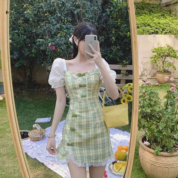 chinese style cheongsam clothing button plaid women one-piece a-line dress korean summer patchwork chiffon puff sleeve dresses, Black;gray
chinese style cheongsam clothing button plaid women one-piece a-line dress korean summer patchwork chiffon puff sleeve dresses, Black;gray
