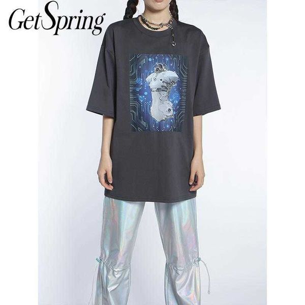 getspring women t shirt printing cotton loose casual long gray oversized clothes 210601, White
getspring women t shirt printing cotton loose casual long gray oversized clothes 210601, White