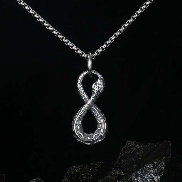 fashion korean titanium steel necklace men's personality hip hop street figure 8 snake stainless steel pendant accessories, Silver
fashion korean titanium steel necklace men's personality hip hop street figure 8 snake stainless steel pendant accessories, Silver