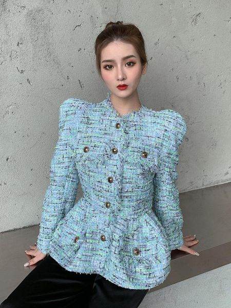 women's wool & blends vintage tweed jacket for women puff long sleeve plaid v neck single breasted regular female coat blazer dress wom, Black
women's wool & blends vintage tweed jacket for women puff long sleeve plaid v neck single breasted regular female coat blazer dress wom, Black