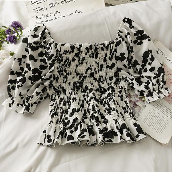 women's blouses & shirts summer blouse women korean style square collar puff sleeve leopard short slim elastic ruched 2021, White
women's blouses & shirts summer blouse women korean style square collar puff sleeve leopard short slim elastic ruched 2021, White