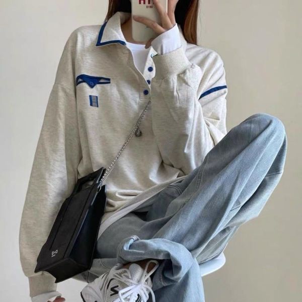 women's t-shirt autumn/winter long sleeved design sense of niche fashion american retro loose bf lazy neck ins top, White
women's t-shirt autumn/winter long sleeved design sense of niche fashion american retro loose bf lazy neck ins top, White