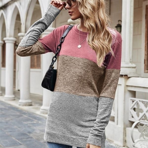 women's t-shirt round neck stitching long-sleeved slim 2021 spring autumn fashion new sports shirt women sweatshirt 210315, White
women's t-shirt round neck stitching long-sleeved slim 2021 spring autumn fashion new sports shirt women sweatshirt 210315, White
