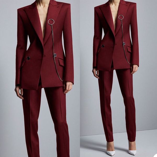 leisure burgundy women pants suits formal mother of the bride suits slim fit evening party tuxedos formal 2 pieces, Black;red
leisure burgundy women pants suits formal mother of the bride suits slim fit evening party tuxedos formal 2 pieces, Black;red