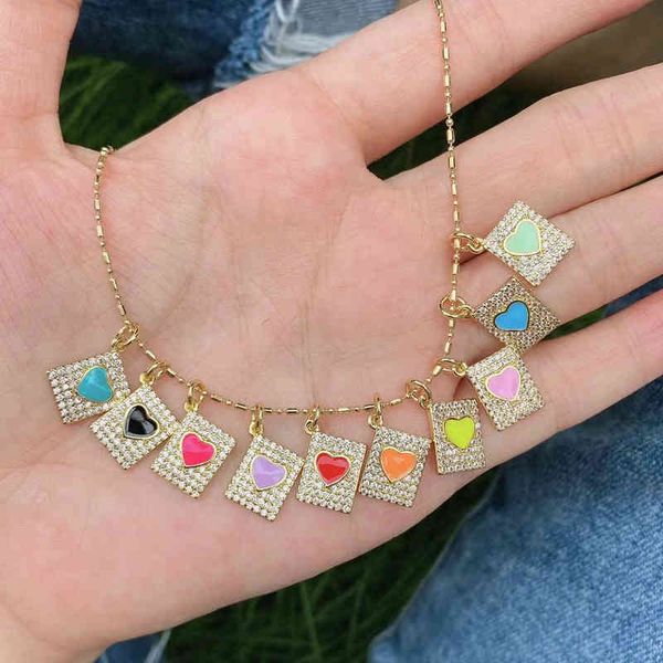 20pcs fashion rainbow color zircon heart enamel geometry pendants charm necklace for jewelry making, Bronze;silver 
20pcs fashion rainbow color zircon heart enamel geometry pendants charm necklace for jewelry making, Bronze;silver
