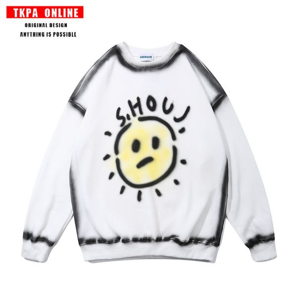 tkpa american street smiley face graffiti round neck sweaters for men and women, Black
tkpa american street smiley face graffiti round neck sweaters for men and women, Black