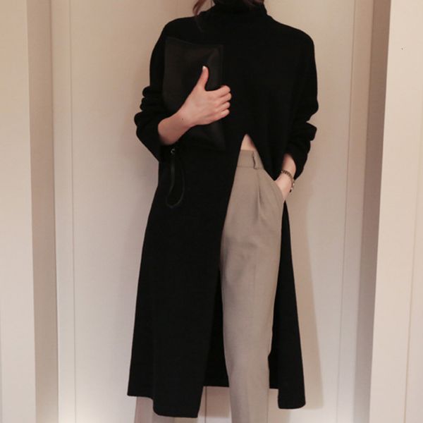 black knitted shirt split turtleneck long sleeve korean oversized female pullover 2021 new fall hn8l, White;black
black knitted shirt split turtleneck long sleeve korean oversized female pullover 2021 new fall hn8l, White;black