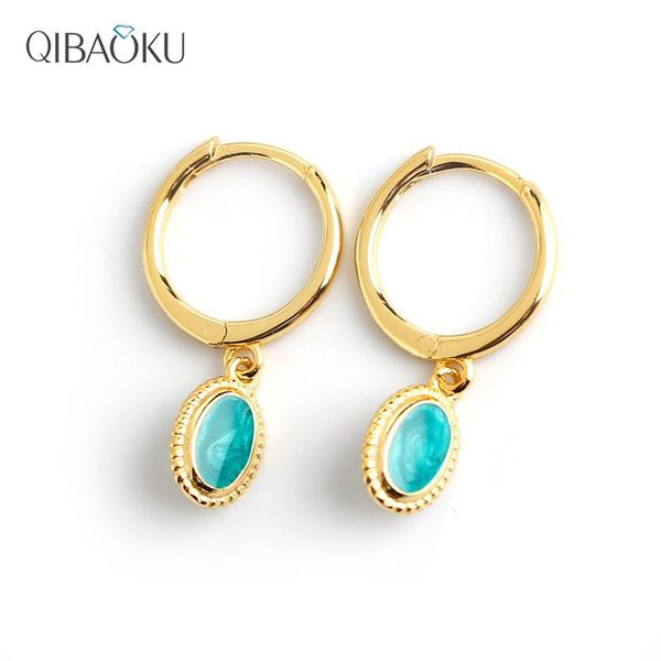 hoop & huggie s925 sterling silver earrings light luxury starry green enamel epoxy ear jewelry fashion gift earings for women, Golden;silver