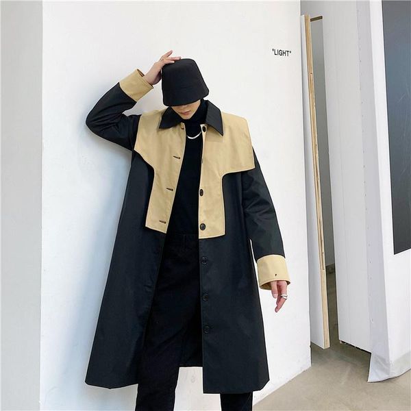 men's trench coats men color spliced japanese streetwear windbreaker autumn winter single breasted lapel coat with belt y9880, Tan;black
men's trench coats men color spliced japanese streetwear windbreaker autumn winter single breasted lapel coat with belt y9880, Tan;black