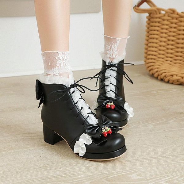 boots sweet lolita princess women shoes beige pink bowtie ruffles uniform school for girls mid heel black punk lace
boots sweet lolita princess women shoes beige pink bowtie ruffles uniform school for girls mid heel black punk lace