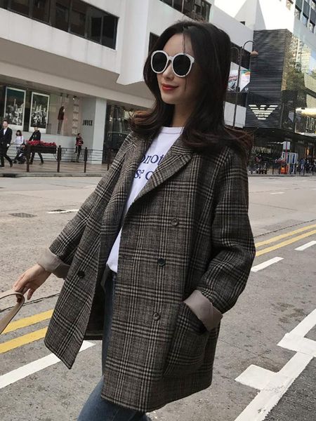 women's suits & blazers 2021 spring korean version of the ladies jacket female long section plaid small suit retro casual fashion, White;black
women's suits & blazers 2021 spring korean version of the ladies jacket female long section plaid small suit retro casual fashion, White;black
