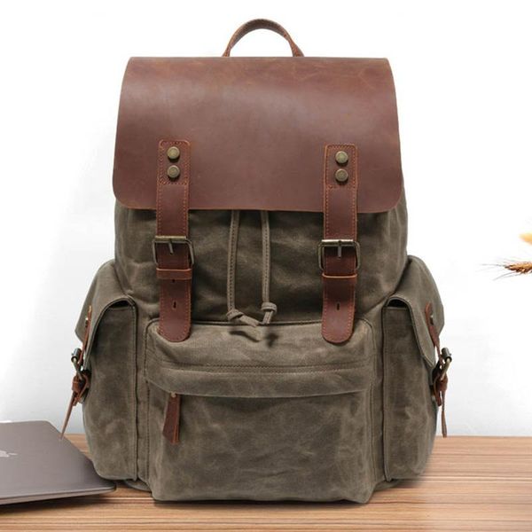 backpack luufan canvas leather men fit for 15" lapdaypack big capacity male outdoor travel bagpack school bags students
backpack luufan canvas leather men fit for 15" lapdaypack big capacity male outdoor travel bagpack school bags students