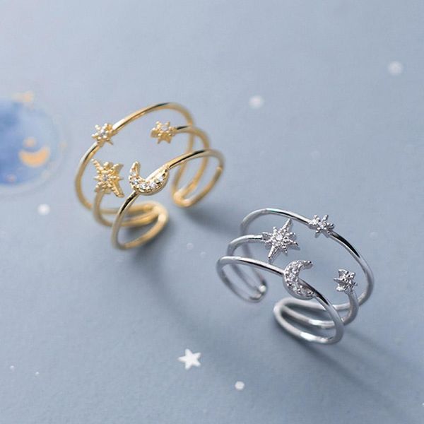 cluster rings multilayer moon stars ring women 925 sterling silver open zircon fashion simple charm jewelry gift accessories, Golden;silver
cluster rings multilayer moon stars ring women 925 sterling silver open zircon fashion simple charm jewelry gift accessories, Golden;silver